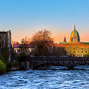 Looking Up River Corrib To Galway Cathedral Poster