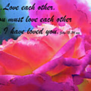 Love Each Other Watercolor Rose Bloom Poster
