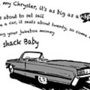 Love Shack Whale Classic Chrysler Car, Catchy Song, Funky Design - Battleship Grey Edition Poster