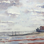 Low Tide At Hornsea, Early Spring Poster