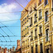 Lyon France Through A Web Of Tram Lines Poster