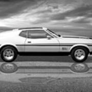 Mach 1 Mustang Reflections In Black And White Poster