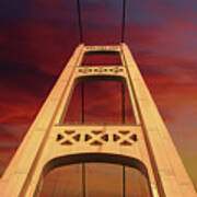 Mackinac Bridge Sunset Poster