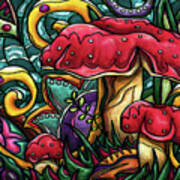 Magic Mushrooms Painting, Colorful Mushrooms Poster