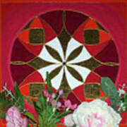 Mandala With Flowers Poster