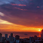 Manila Sunset Cityscape Poster
