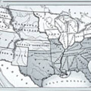 Map Of Free, Slave And Undecided States 1857 Poster