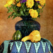 Marigolds And Gourds Poster