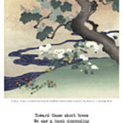 Masaoka Shiki Haiku With Tree And Chrysanthemums Poster