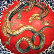 Matsuri Yatai Dragon By Katsushika Hokusa Poster