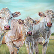 Mavis In The Middle - 3 Cows Painting Poster