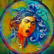 Medusa By Caravaggio - Colorful Mosaic Poster