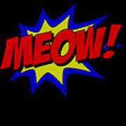 Meow Comic Book Cat Poster