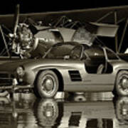 Mercedes 300 Sl Gullwings 1964 Black And White Poster