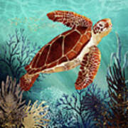 Metallic Sea Turtle Poster