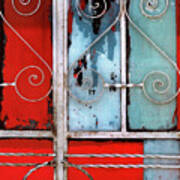 Mexico Photos - Red White And Blue Door Poster