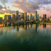 Miami Skyline At Sunrise Poster