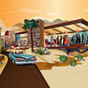 Mid Century Modern Desert Cliff House - Ps Poster