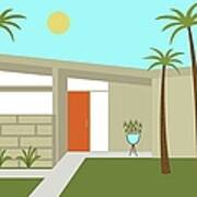 Mid Century Modern House In Tan Poster