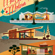 Mid Century Modern Houses - Three Classics Poster