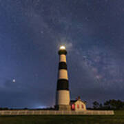 Milky Way Over Bodie Island Light At Twilight Poster