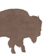 Minimal Bison Silhouette - Scandinavian Nursery Decor - Animal Friends - For Kids Room - Brown Poster