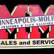 Minneapolis Moline Tractors Vintage Sign Poster