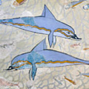 Minoan Dolphin Fresco - Knossos Palace - 1600-1450 Bc -  Heraklion Archaeological Museum Poster