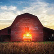 Mississippi Farm Sunset Old Red Barn Poster