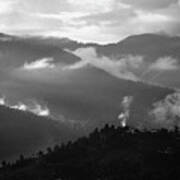 Misty Morning In Bhutan Poster