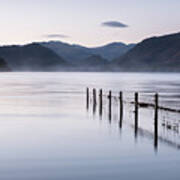 Misty Morning Over Derwent Water, The Lake District, England, Uk Poster