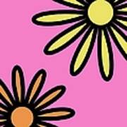 Mod Flowers 2 On Pink Poster