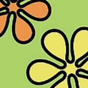 Mod Flowers On Green Poster