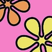 Mod Flowers On Pink Poster