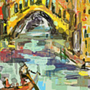 Modern Expressive Venice Italy Grand Canal Rialto Bridge Poster