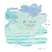 Modern Abstract Watercolor Wash Be Still And Know That I Am God Mint Aqua Blue Purple Poster