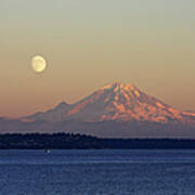 Moon Over Rainier Poster