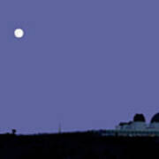 Moonrise At Blue Hour Over Griffith Observatory In Los Angeles Poster