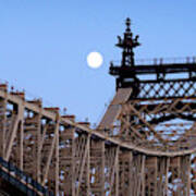 Moonrise Over Queensboro Bridge Poster