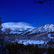 Moonset Over Mammoth Mountain, Mammoth Lakes, California Poster
