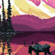 Moraine Lake Moose Poster
