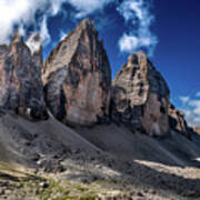 Mountain Formation Tre Cime Di Lavaredo In The Dolomites Of South Tirol In Italy Poster