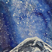 Mountain With Night Sky Poster