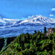 Mt Etna From Taormina Poster