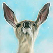 Mule Deer With Blue Winter Sky Poster