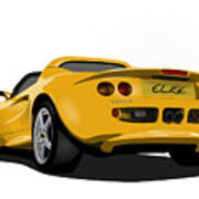 Mustard Yellow S1 Series One Elise Classic Sports Car Poster