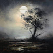 Mysterious Tree In The Moonlight Poster
