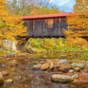 New England Fall Foliage Framing The Durgin Covered Bridge Poster