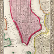 New York City  Map 1863 Poster