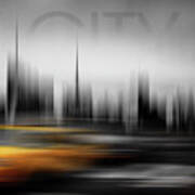 New York City Cabs Abstract Triptych_3 Poster